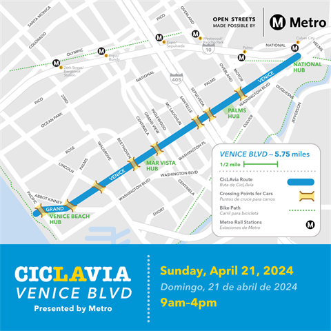 ciclavia map of route for bicyclists
